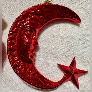 Vintage Christmas Ornament Large Ref Crescent Moon With Star